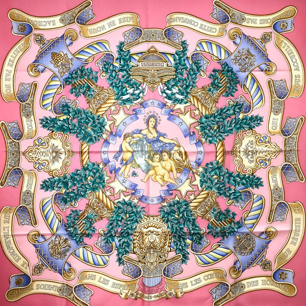 Europe Hermes silk scarf in pink - 90 cm square
