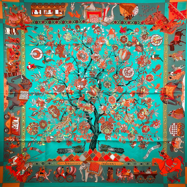 Fantaisies Indiennes Hermes Scarf by Loic Dubigeon Teal