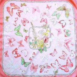 Farandole HERMES Vintage Scarf with Butterflies Pink