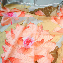 Fleurs de Lotus HERMES 140 Silk Chiffon Shawl 