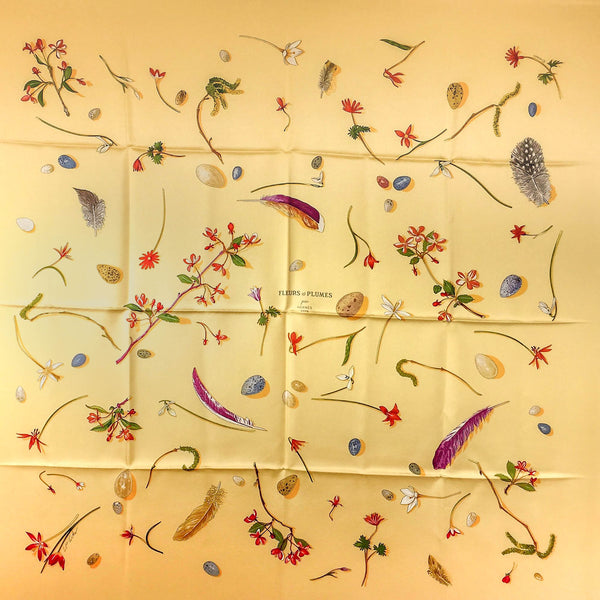 Fleurs et Plumes HERMES Silk SCarf by Leigh (L.P.) Cooke NIB