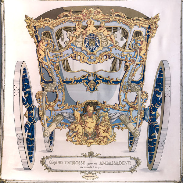 Grand Carrosse Pour un Ambassadeur Hermes Scarf by Lise Coutin 90 cm Silk RARE