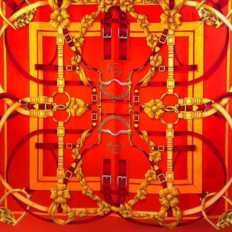 Grand Manège Hermes Scarf (100% silk twill) was designed by Henri d'Origny in 1990