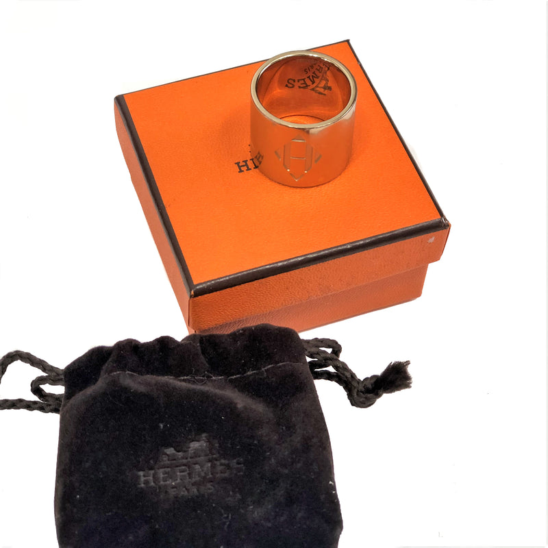 HERMES Anneau H Diamant Scarf Ring w-Box and velvet pouch