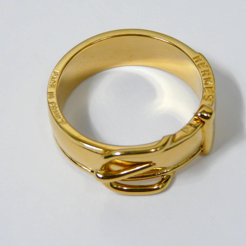 Hermes Belt Motif Gold Scarf Ring w/Box RARE – Carre de Paris