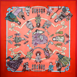 Hello Dolly Hermes Scarf by Loic Dubigeon 90cm Silk Red CW