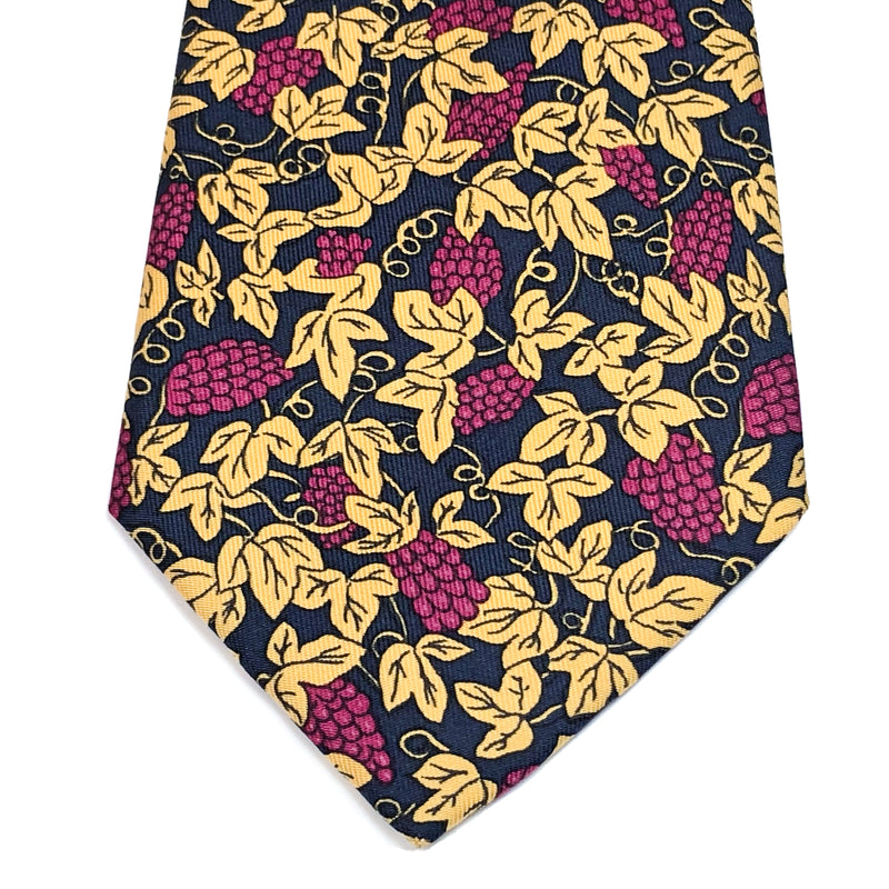 Hermes Silk Necktie 7278 MA Grapes & Grape Leaves