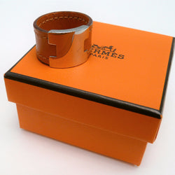 Hermes H Orange Leather and Metal Ring