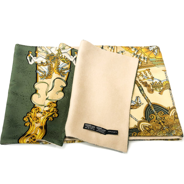 Luna Park Hermes Silk Jacquard and Angora Shawl (100% silk, 100% angora) - RARE