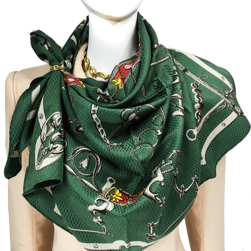 Hermes Vintage Mors et Gourmettes Silk Jacquard Scarf RARE