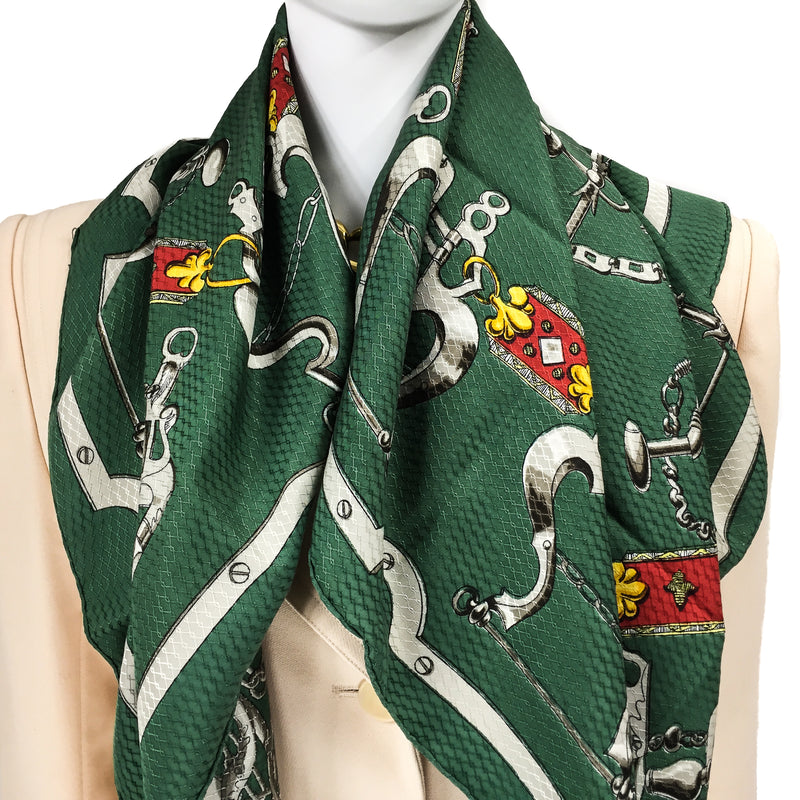Mors et Gourmettes Hermes silk Jacquard scarf (100% silk) - RARE Vintage