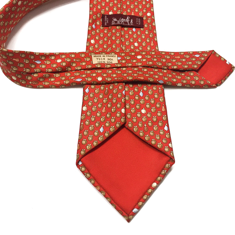 Hermes Silk Twill Tie 7914 MA Fruit Red reverse side