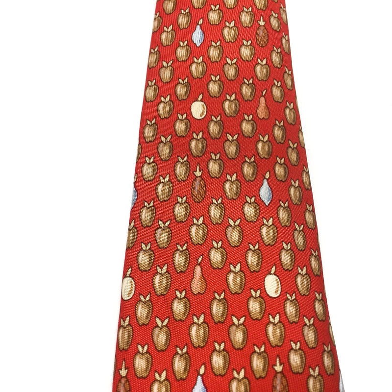 Hermes Silk Twill Tie 7914 MA Fruit Red close up
