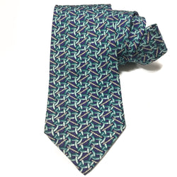 Hermes Silk Necktie 399 EA Aqua VINTAGE