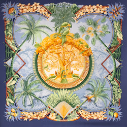 Hermes Silk Scarf Aloha with blue border