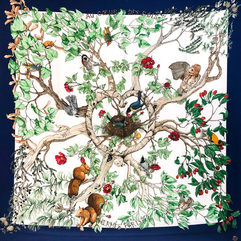 Au Coeur des Bois Hermes silk scarf (100% silk) - 90 cm square