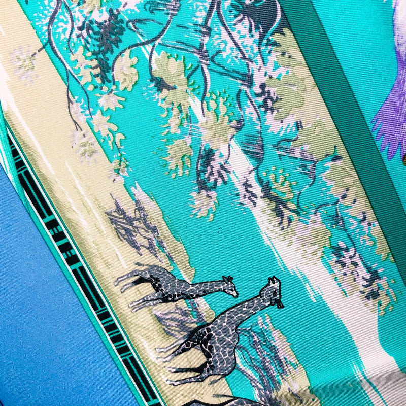Tropiques Hermes silk scarf (100% silk) - close up of giraffes