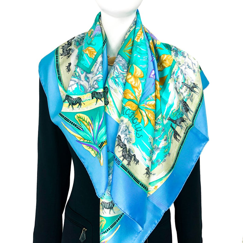 Tropiques Hermes silk scarf in lovely blue colorway