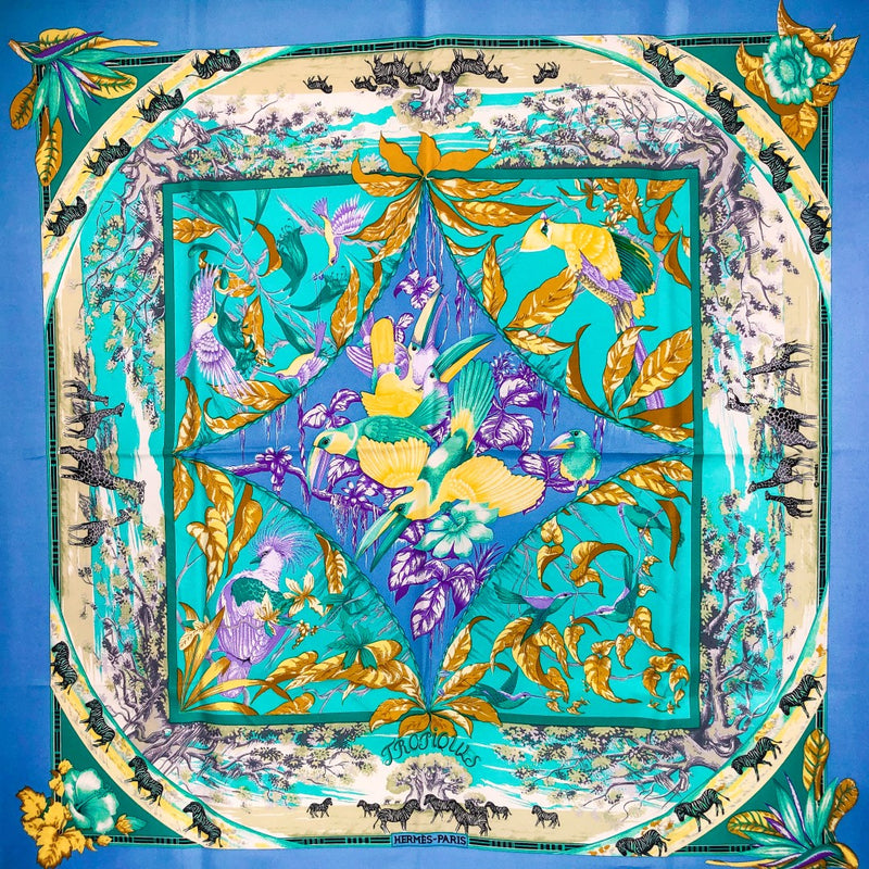 Tropiques Hermes silk scarf (100% silk) - 90 cm square