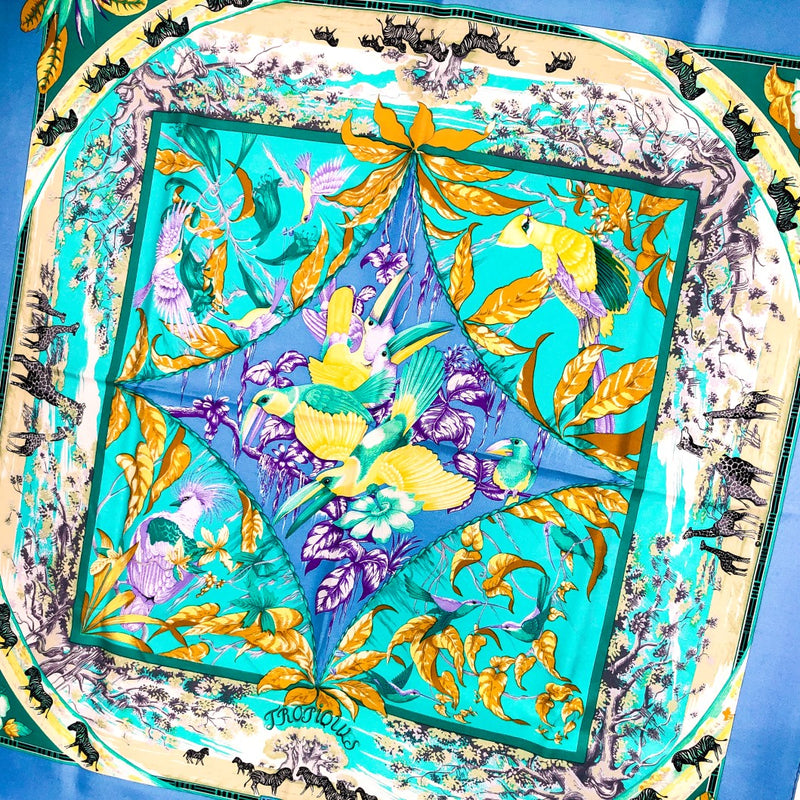 Tropiques Hermes silk scarf was designed by Laurence Toutsy Bourthoumieux in 1988 