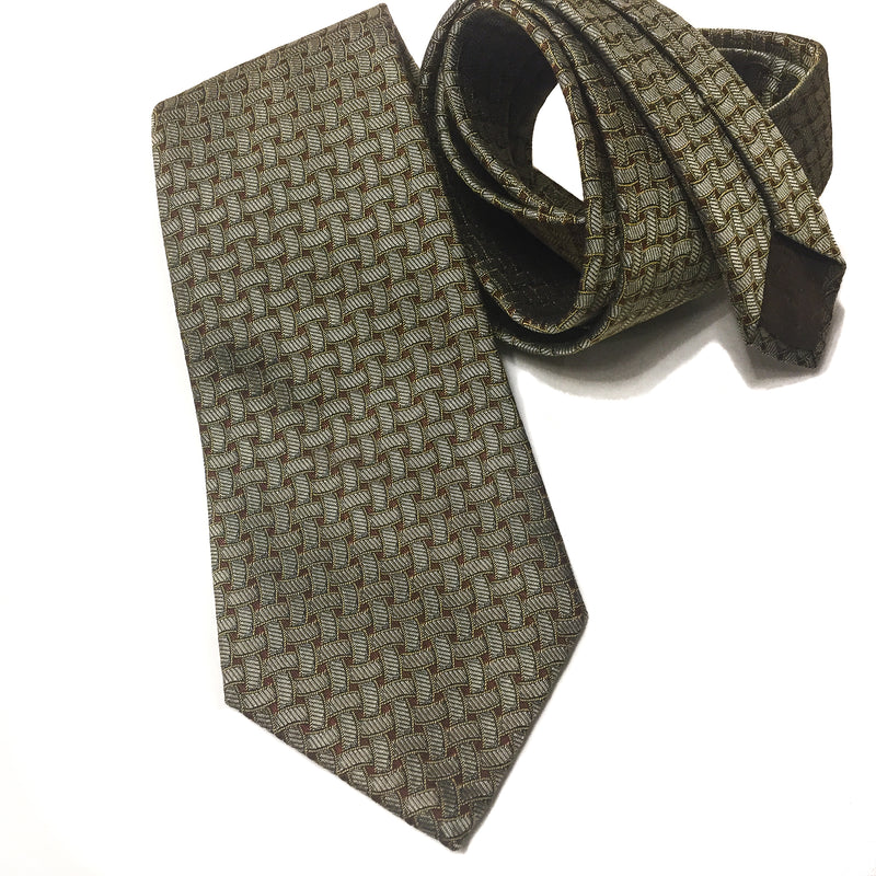 Hermes Silk Necktie Faconnee Weave Pattern