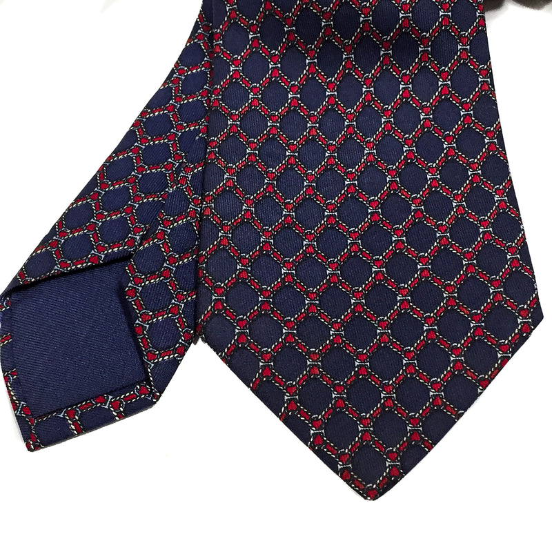 Classic red and navy Hermes Silk Necktie 939 IA - Rare VINTAGE
