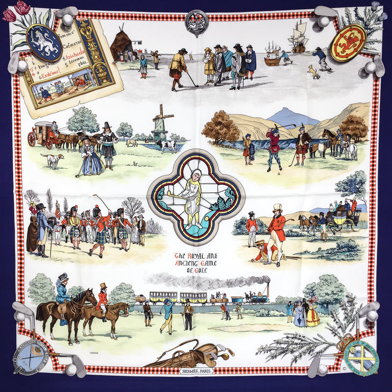 Hermes Silk Scarf The Royal and Ancient Game of Golf 90cm twill