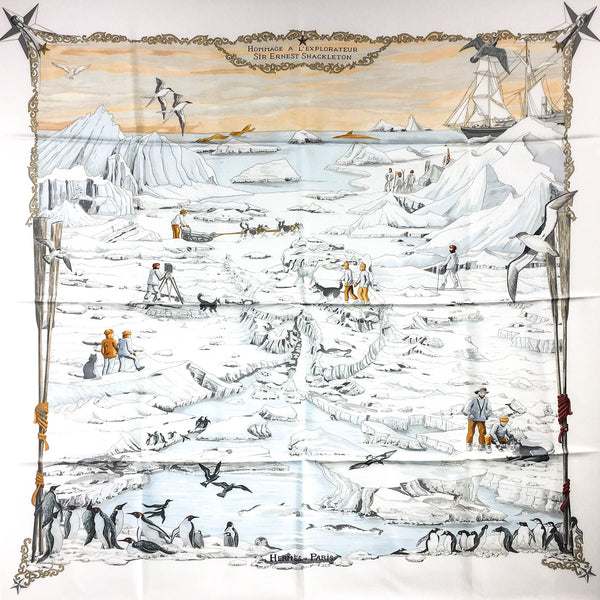 Hommage a l’Explorateur Sir Ernest Shackleton HERMES Grail Silk Scarf