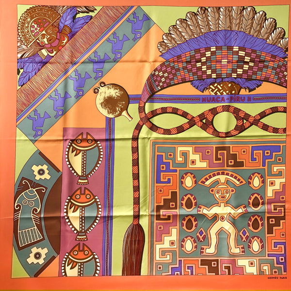 Huaca Piru II Hermes Scarf by Sophie Koechlin 90 cm Silk