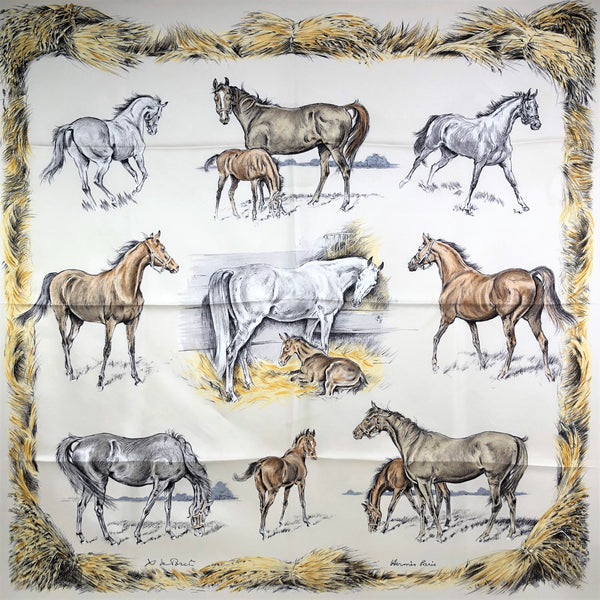 Les Poulains Hermes scarf by Xavier de Poret is highly collectable