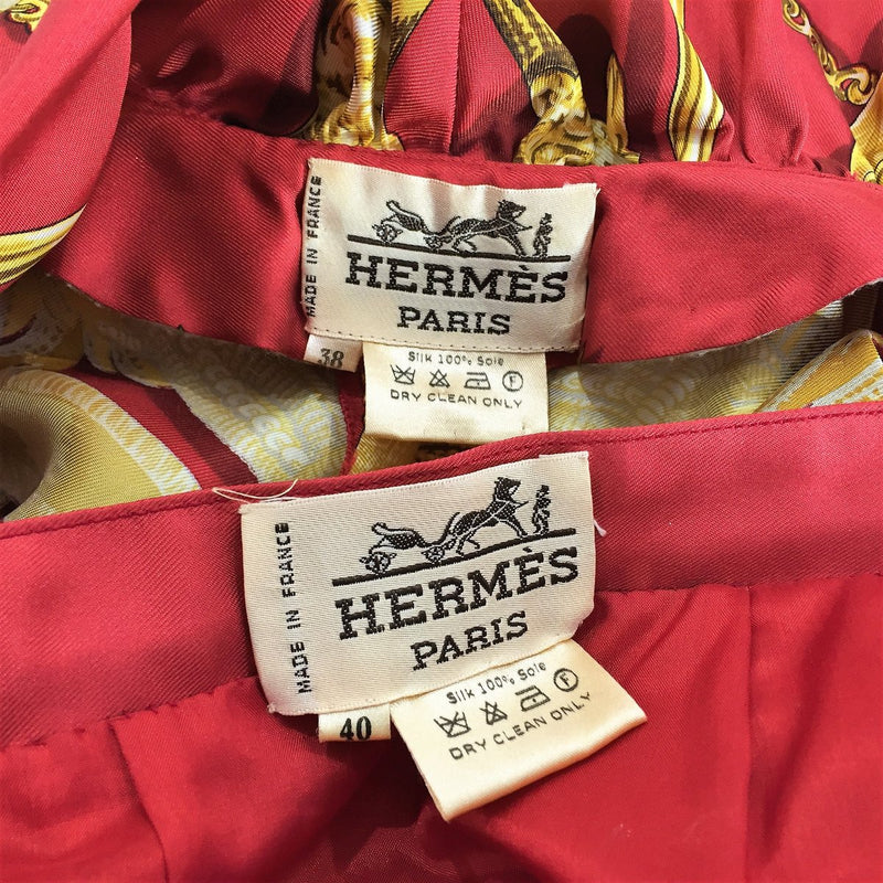 Le Mors a la Conetable Hermes 2 Piece Silk Ensemble - RARE