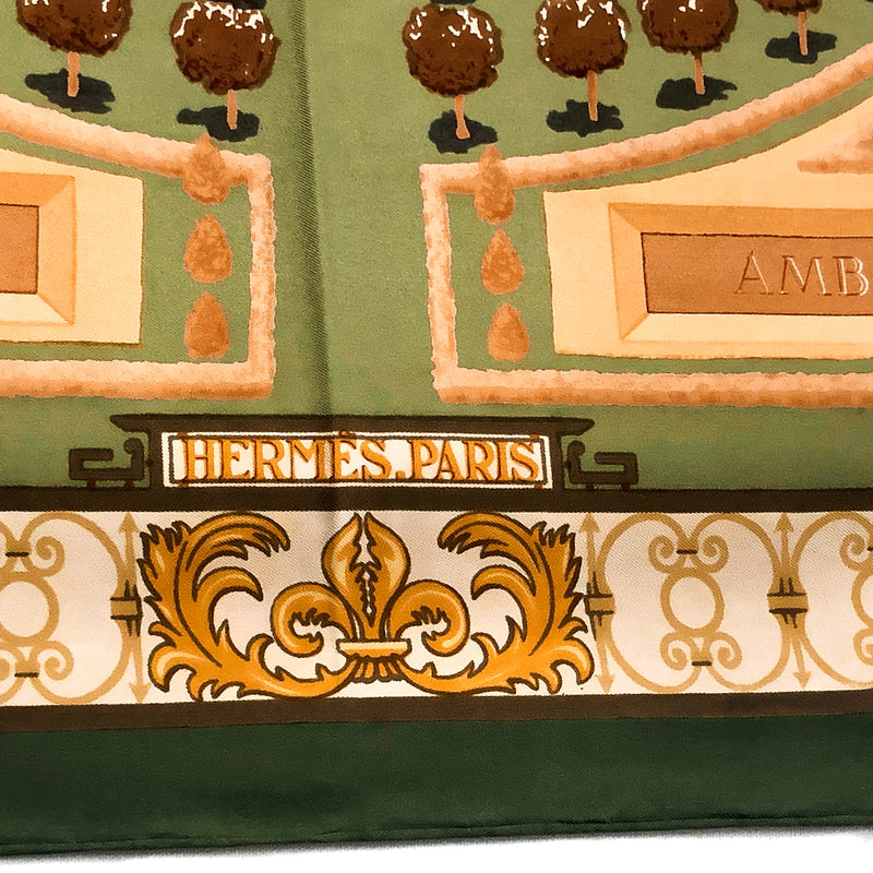 Les Jardins de Versailles silk scarf (100% silk) - Hermes Paris close up