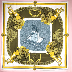 90 cm square silk twill - Pink Versailles Le Pave du Roy Hermes - RARE