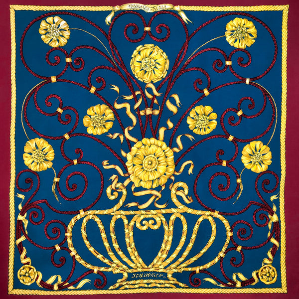 Jouvence Hermes Scarf by Leila Menchari 90 cm Silk Early Issue blue