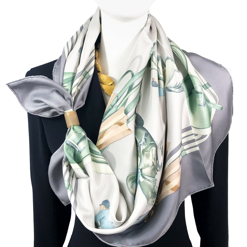 Jumping Hermes Scarf by Philippe Ledoux 90 cm Silk Grey