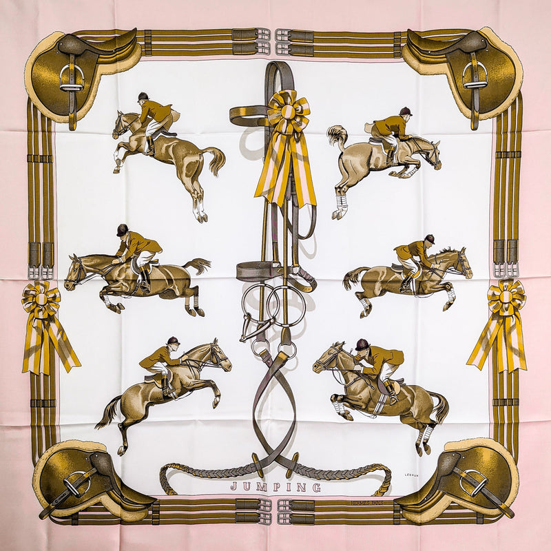 Jumping Hermes Scarf by Philippe Ledoux 90 cm Silk Pink CW