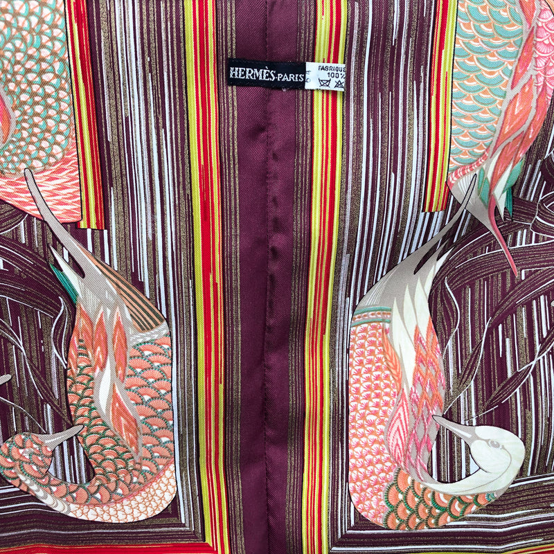 La Mare aux Canards Hermes Reversible Opera Silk Scarf or Shawl Maxi Twilly