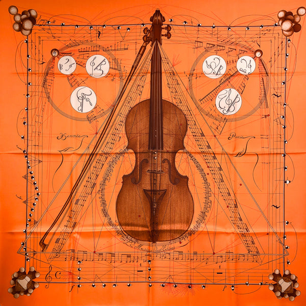 La Musique Des Spheres Hermes Scarf by Zoe Pauwels Orange