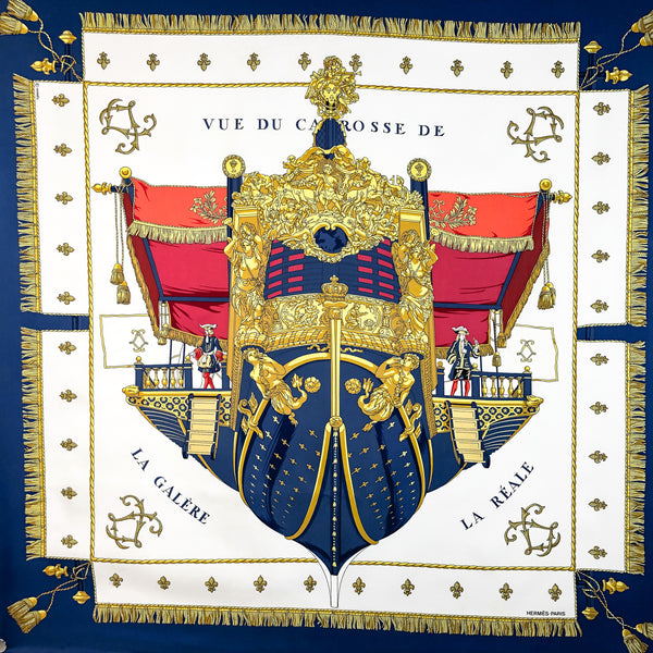 La Reale - Vue Du Carrosse de la Galère Hermes Scarf by Hugo Grygkar 90 cm Silk Twill