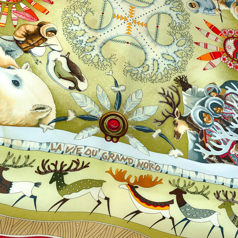 La Vie du Grand Nord Hermes Scarf by Aline Honore 90 cm Silk Twill | GRAIL