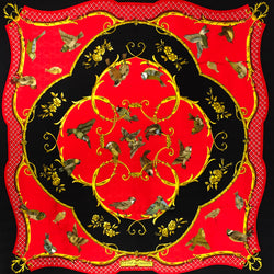 La Cle des Champs Hermes Silk Jacquard Scarf in red and black