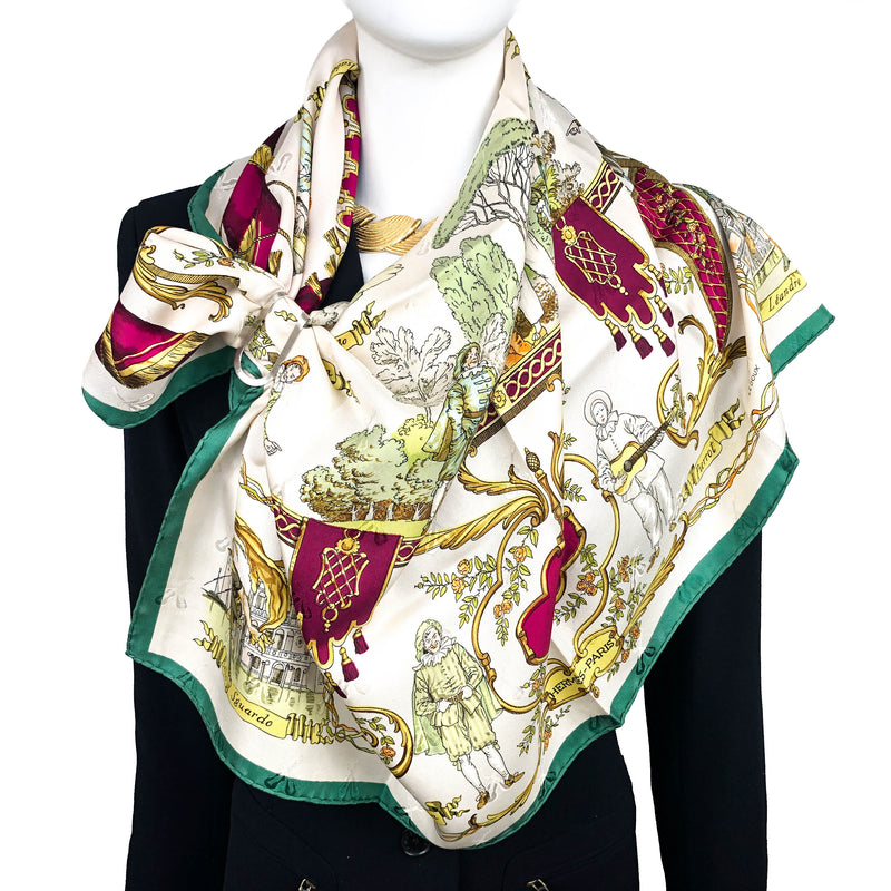 La Comedie Italienne Hermes silk scarf (100% silk jacquard) - GRAIL  