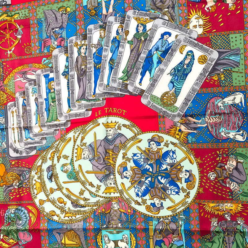 Le Tarot Hermes Scarf close up of center of scarf
