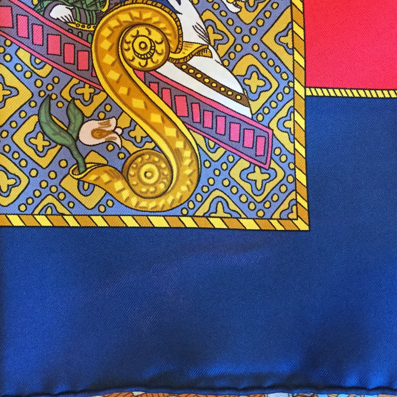 Le Tarot Hermes Scarf close up of border with lighter area 2