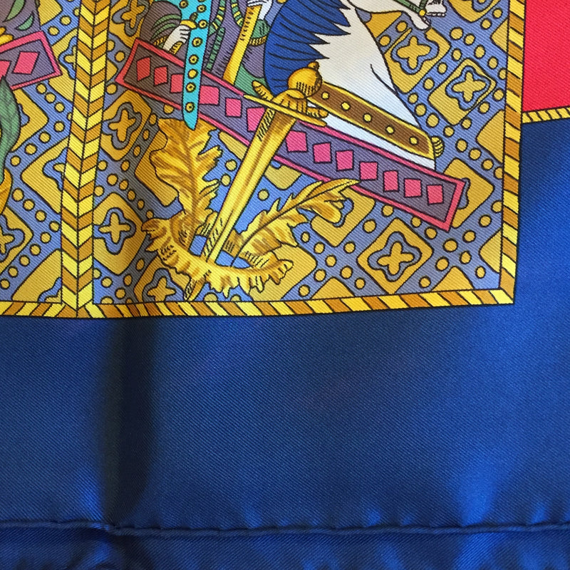 Le Tarot Hermes Scarf close up of border with lighter area 3