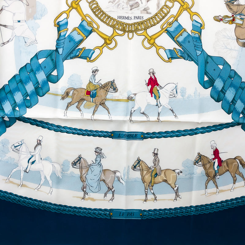 Les Allures du Cheval Hermes Scarf by Philippe Ledoux 90 cm Silk RARE UNWORN