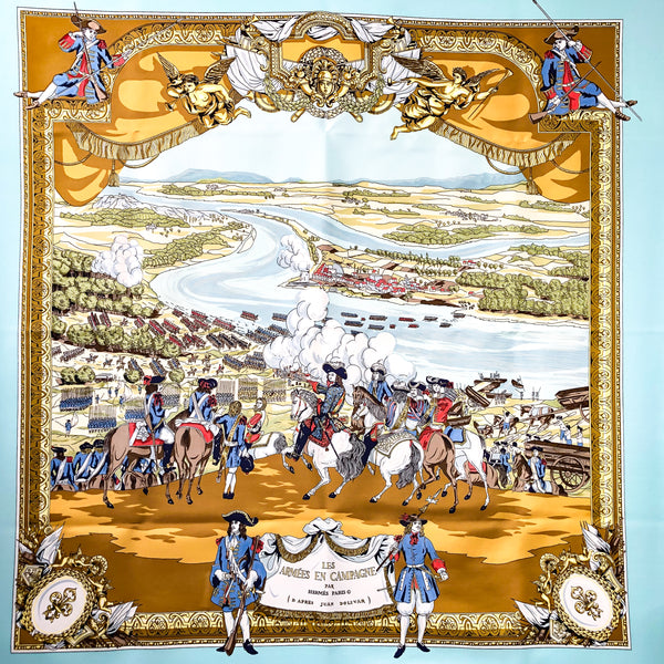 Les Armees en Campagne Hermes Scarf by Lise Coutin 90 cm Silk RARE