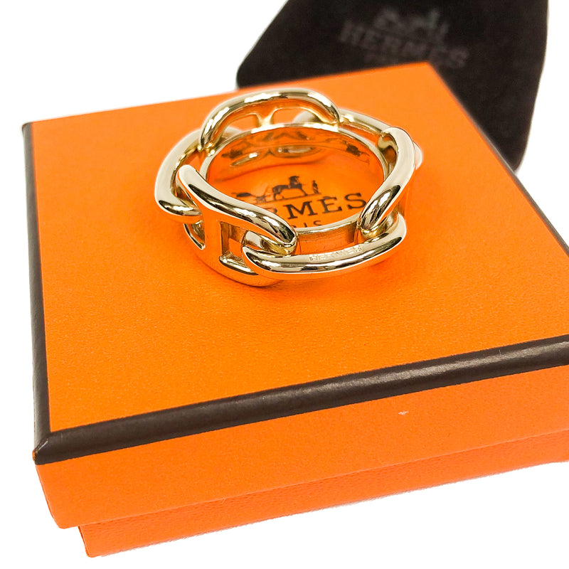 Hermes Scarf Ring Chaine D’Ancre Gold Tone with Box
