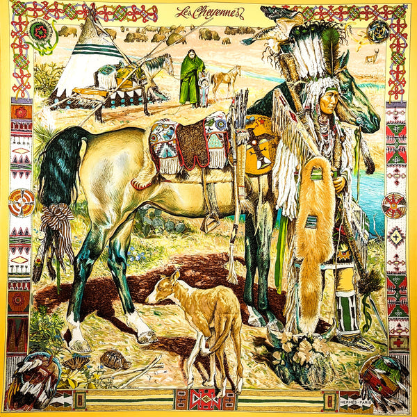 Les Cheyennes Hermes Scarf by Kermit Oliver GRAIL Yellow