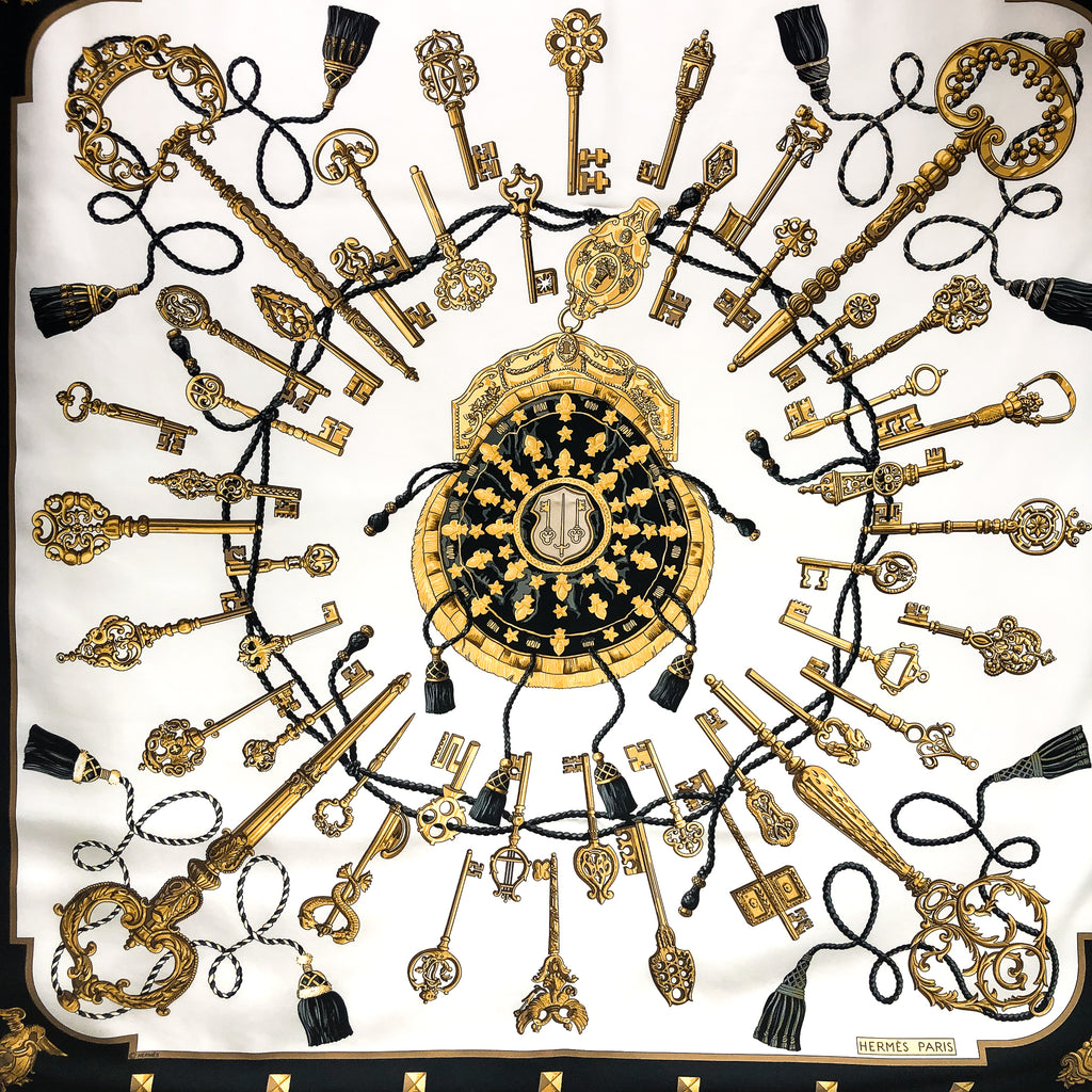 Les Cles or the Keys Hermes Silk Scarf in a Classic Colorway